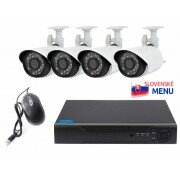 Bezpečnostný kamerový systém white, 4x kamera 700TVL + 4-kanálový DVR + 4x audio IN