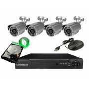 Bezpečnostný kamerový systém silver,1TB disk, 4x kamera + 4-kanálový DVR-1008H